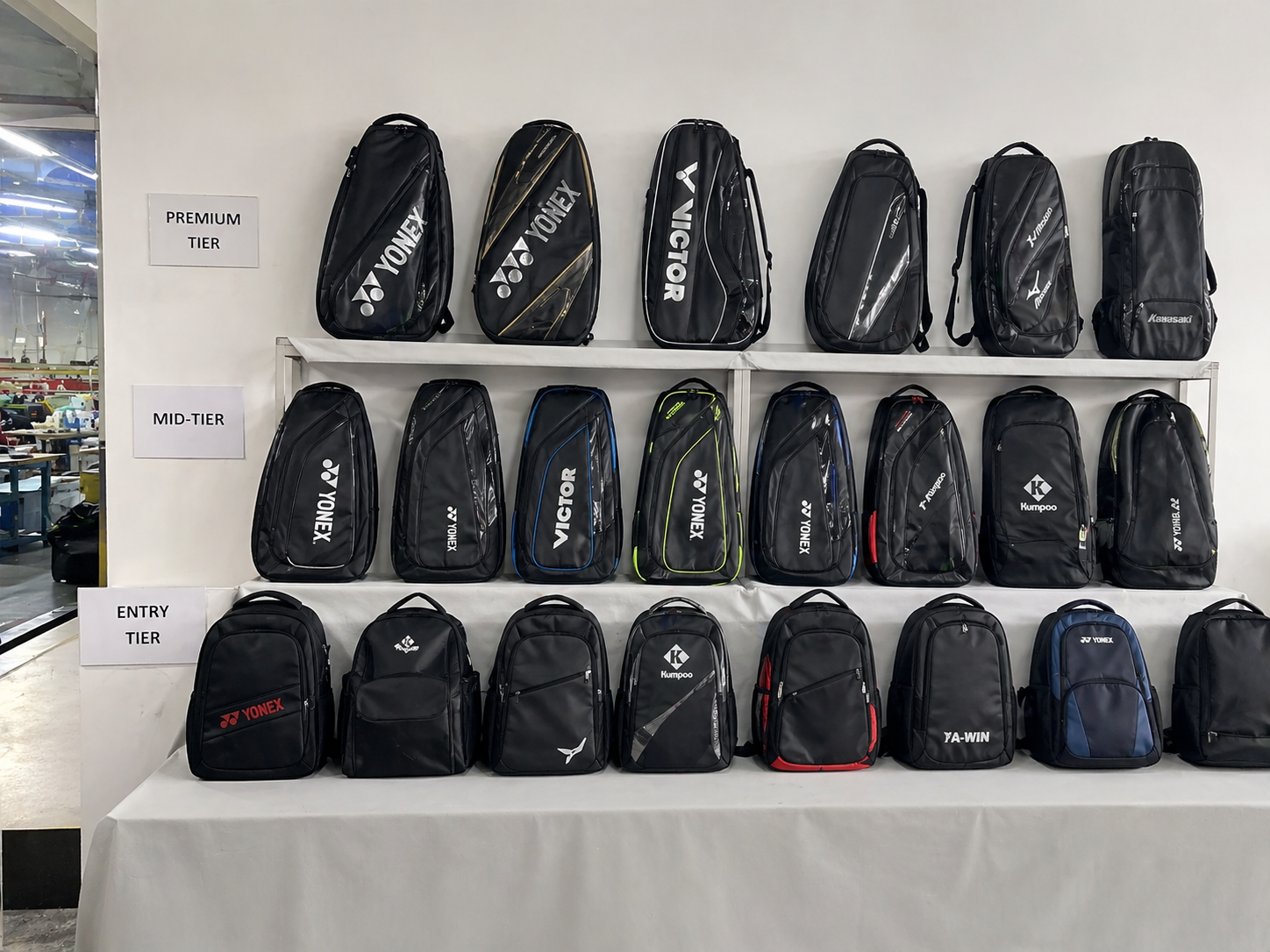 badminton bag product line structure tiers
