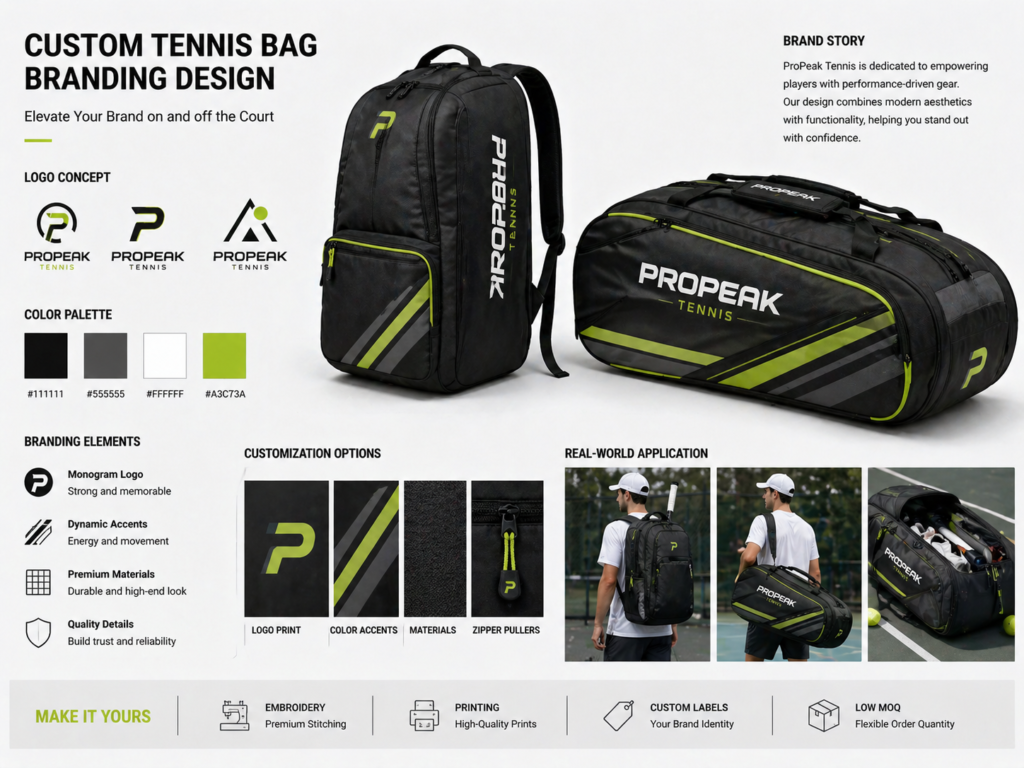 custom tennis bag branding design