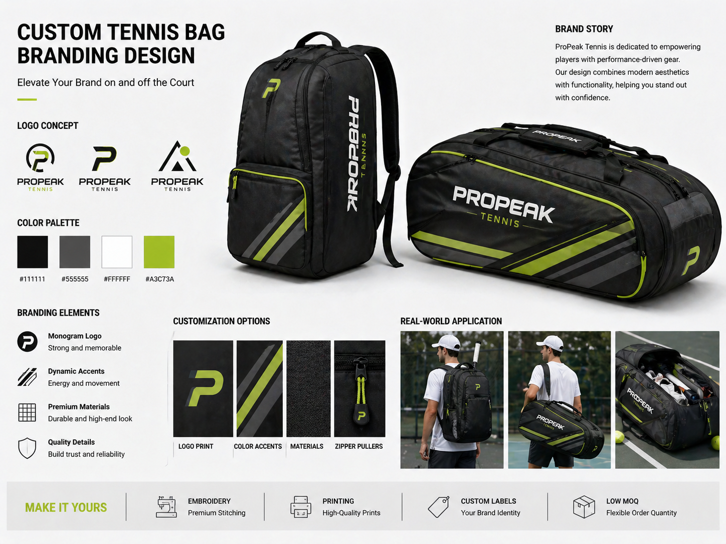 custom tennis bag branding design