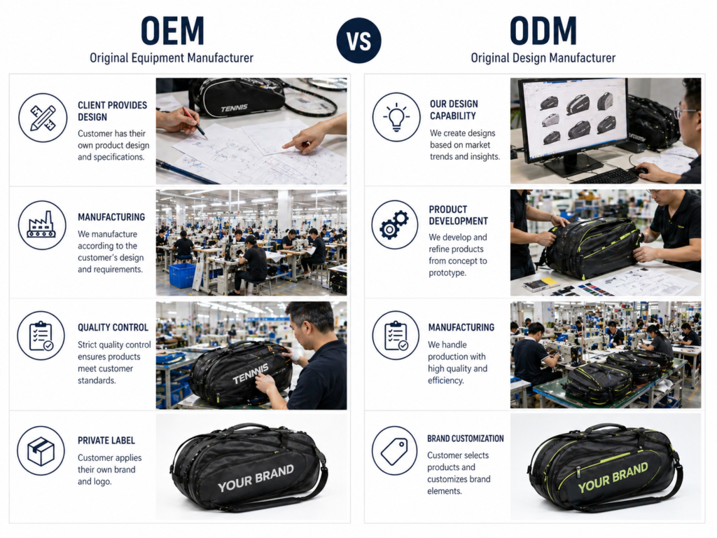 oem vs odm sports bag manufacturing strategy