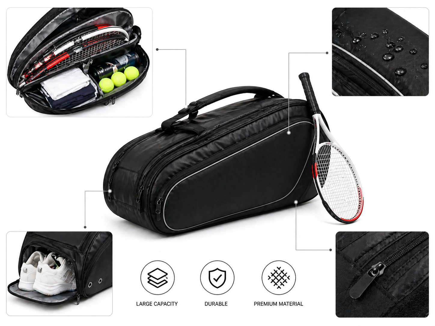 professional tennis bag requirements capacity durability