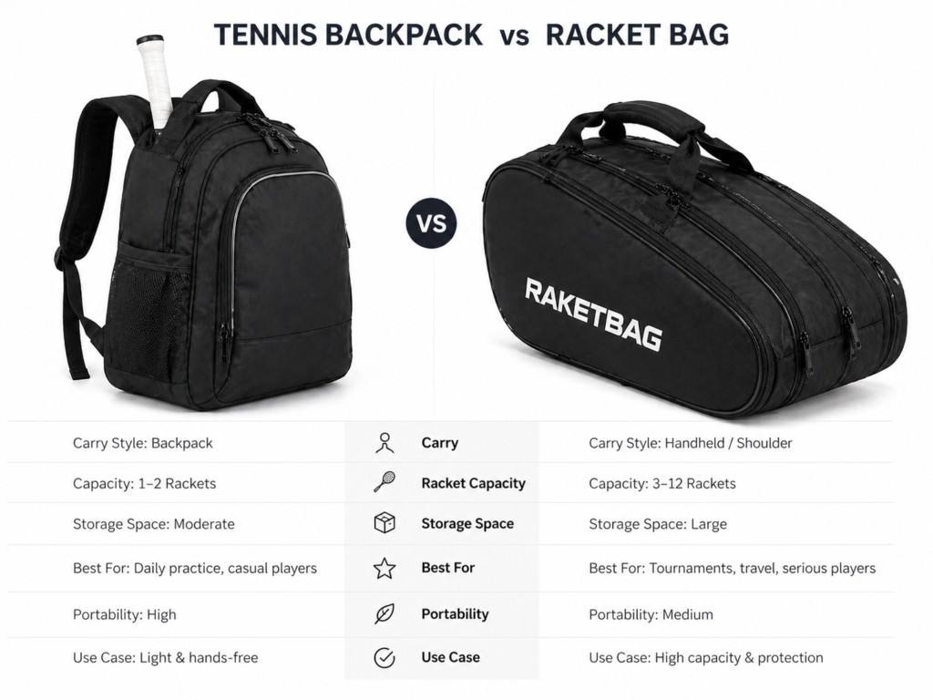 tennis backpack vs racket bag comparison
