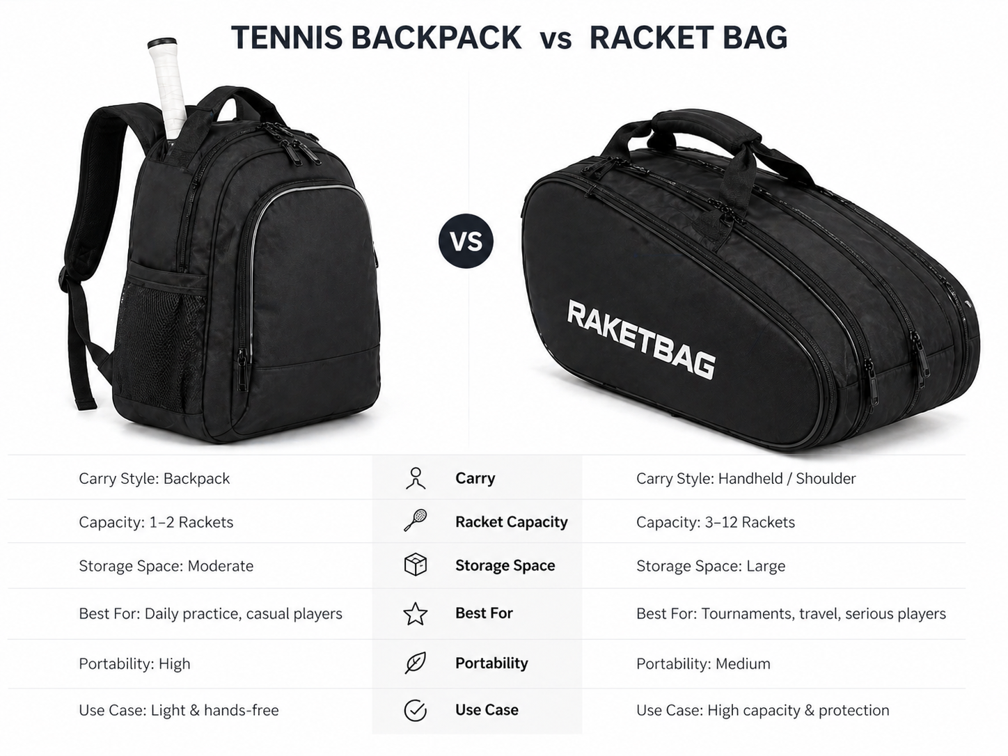 tennis backpack vs racket bag comparison