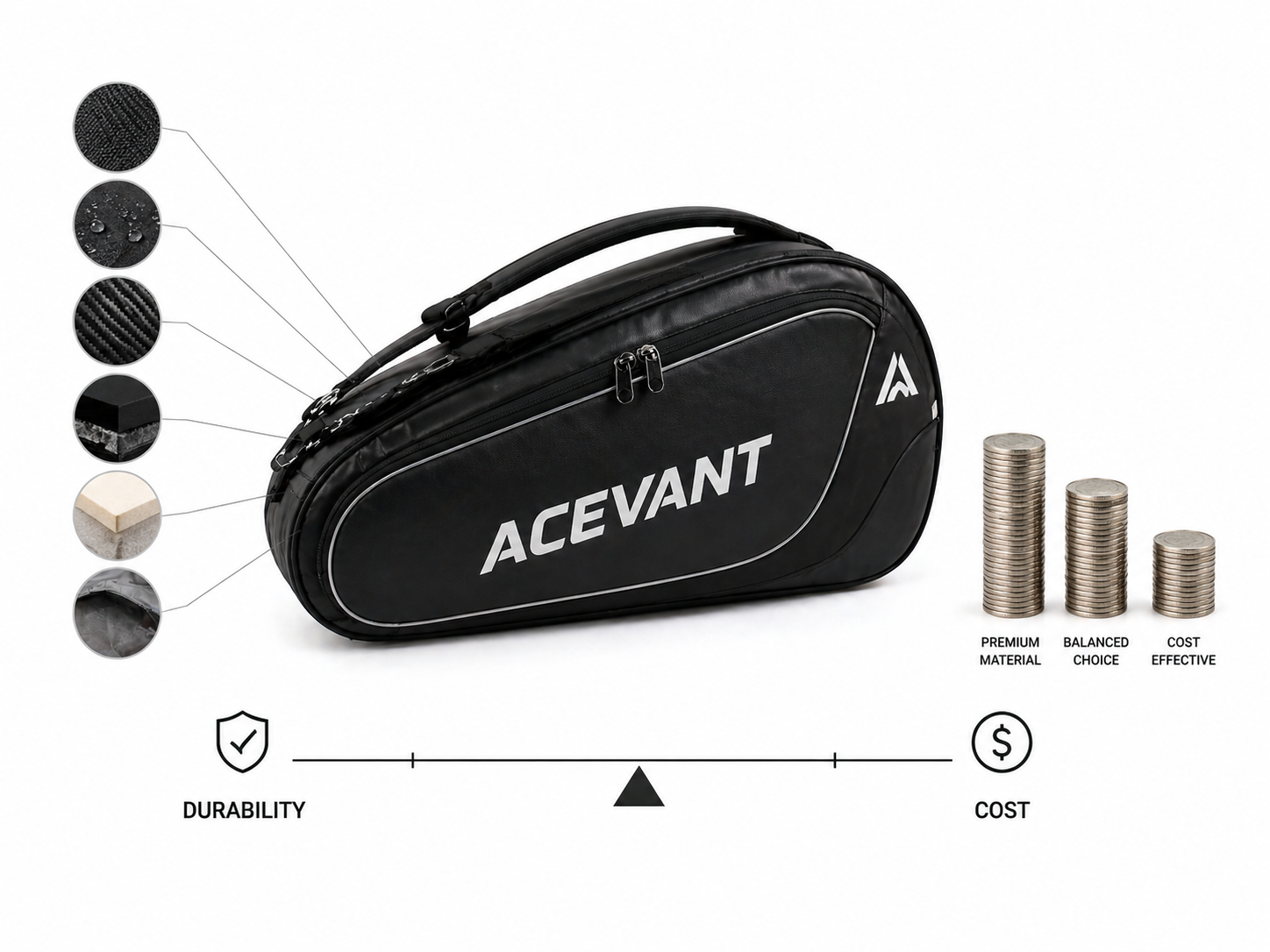 tennis bag durability material cost balance