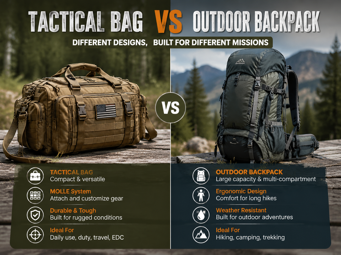 Tactical Bags vs Outdoor Bags: Comparing Market Demand, Features & Applications
